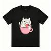 Cartoon Shy Loving Mouse Print Women's T-Shirts Summer Fashion Street Outdoor Casual T-shirt Tops for Men's and Women's Tees Top