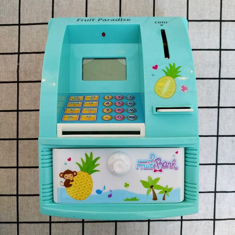 Electronic Piggy Bank Toy for Kids ATM Inspired Money Safe Box Made of Plastic Rectangular Shape for Saving Money BankCoins