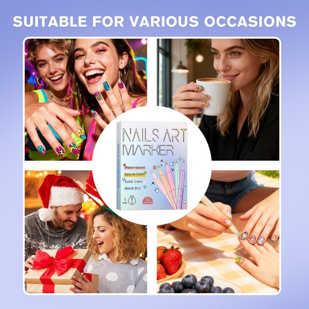 10/12 Colors 10/12 Colors Nail Art Polish Pens Waterproof Acrylic Nail Pen  for DIY Nail Art