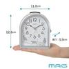 MAG Alarm Clock Table Analog Cat Animal Cute Children Silent Continuous Second Hand Electronic Sound Snooze Light Silver Approximately 12.8 cm tall