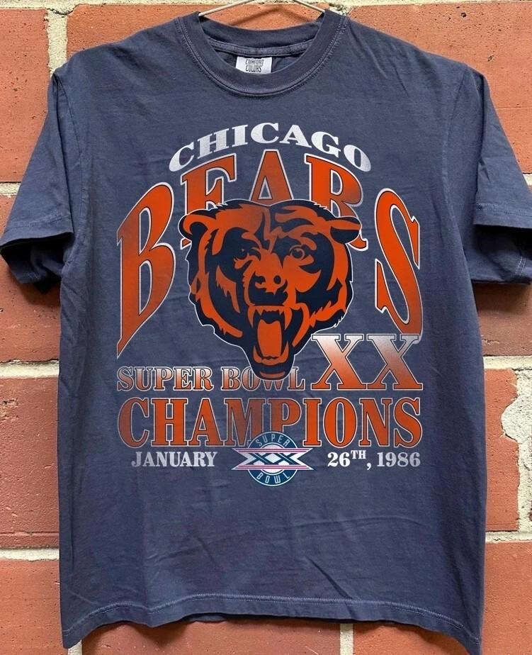 Винтажная футболка с коротким рукавом темно-синего цвета с логотипом NFL Chicago Bears Футболка унисекс, репринт