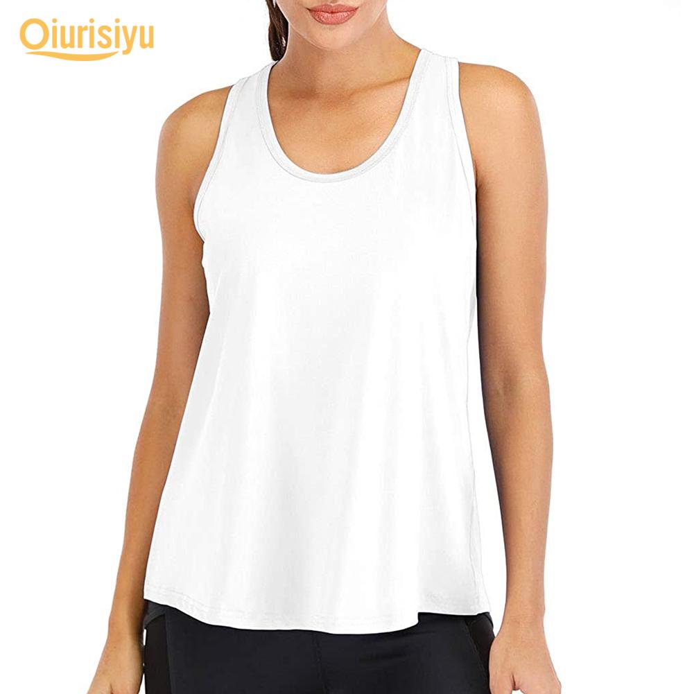 Women Solid Color O Neck Sleeveless Quick Dry Raceback Vest