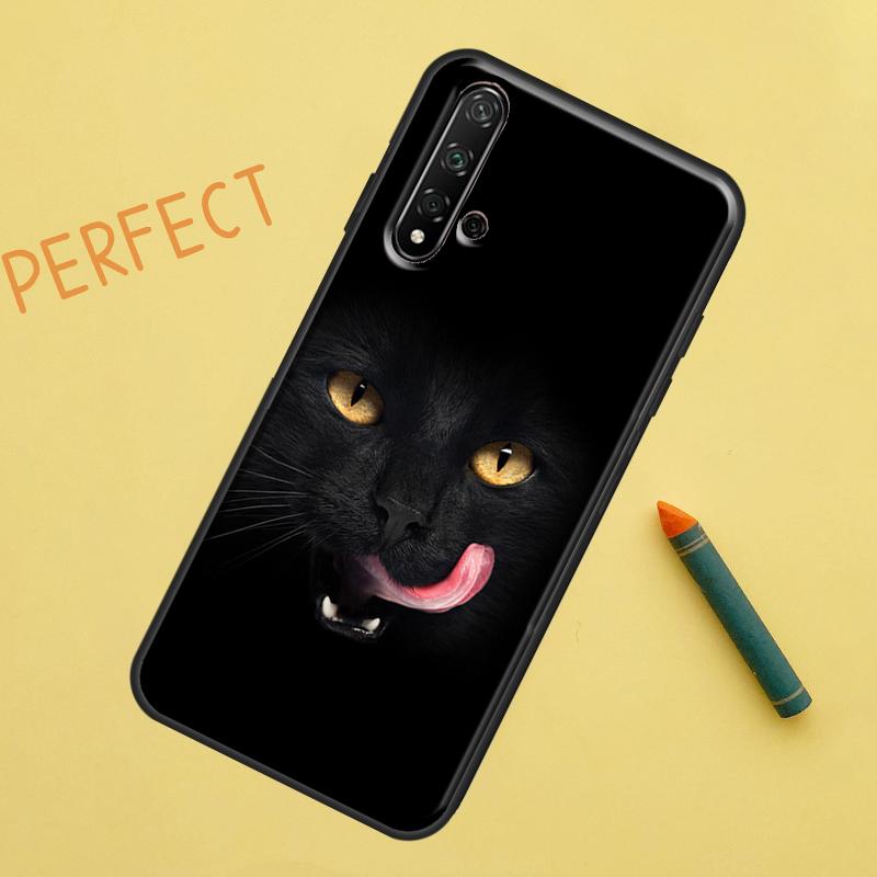 Черный Кот Лицо Котёнок Для Huawei Nova 12s 11i 7i 8i 12i Y73 Y70 Y90 Y60 Y72 Y61 Y91 9 10 SE P40 Lite P30 Pro Чехол