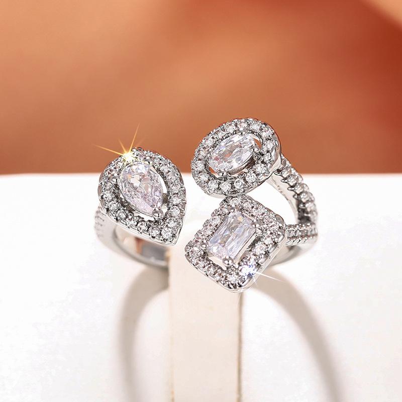 Чувство дизайна: Новое регулируемое геометрическое кольцо с кубическим цирконием и регулируемым отверстием, стильный аксессуар с темпераментом