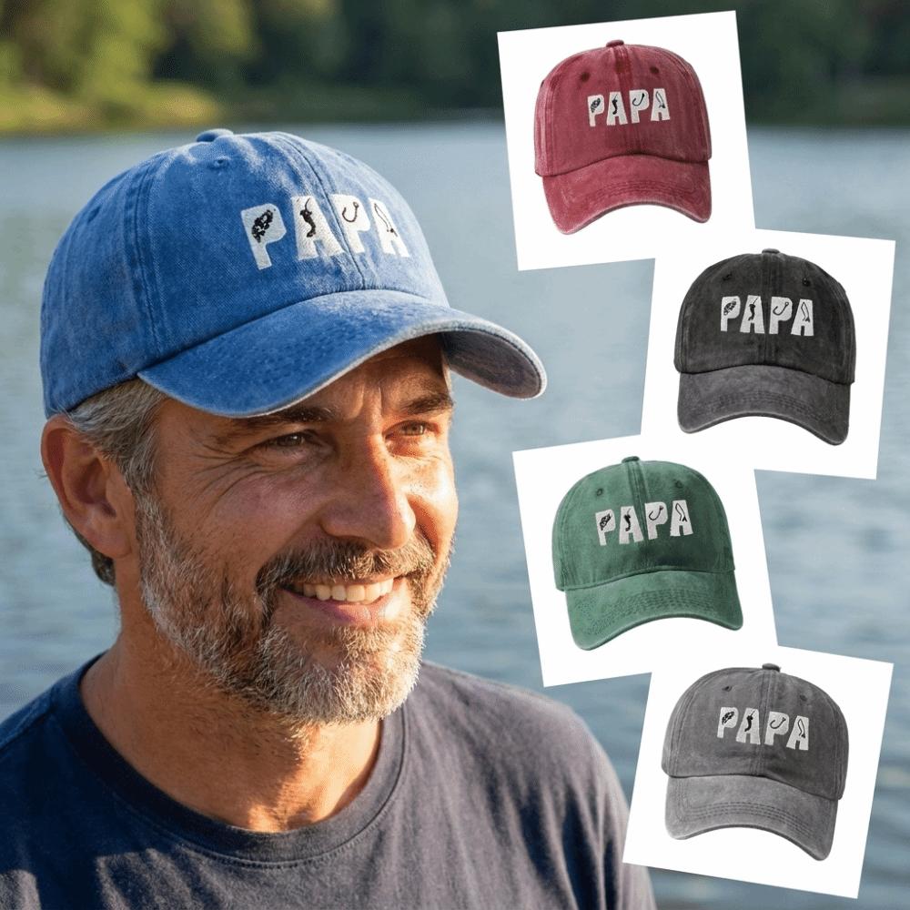 Adjustable Dad Hat PAPA Letter Embroidery Fishing Sun Hat FashionVintage Fishing Hook Hat For Dad