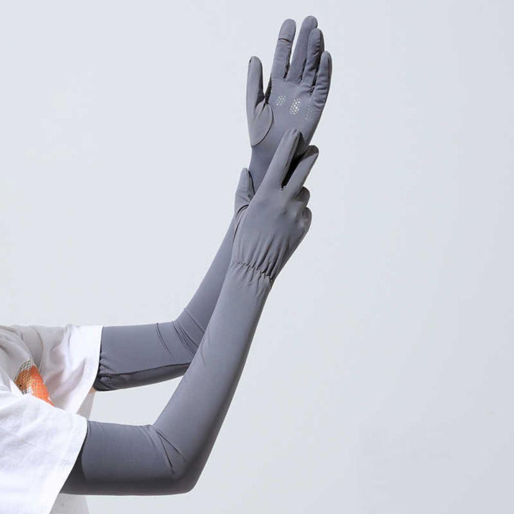 Elastic Long Ice Silk Sleeves Thin Cycling Gloves Breathable Sunscreen Arm Covers Outdoor