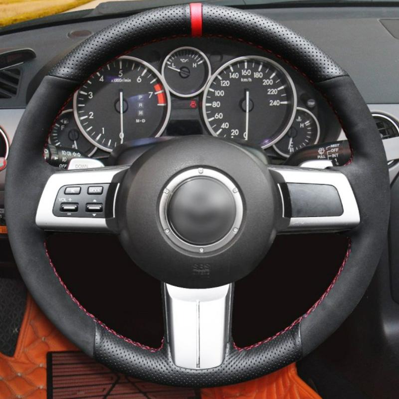 Для Mazda MX-5 MX5 2006-2015 Mazda RX-8 RX8-2011 CX-7 CX7 2007-2009 Оплетка Чехол на Руль Автомобиля Кожа Замша Салон Автомобиля