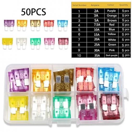 Transparent Cover for Added Safety 50PCS Car Fuses Assortment Kit 2A 35A
