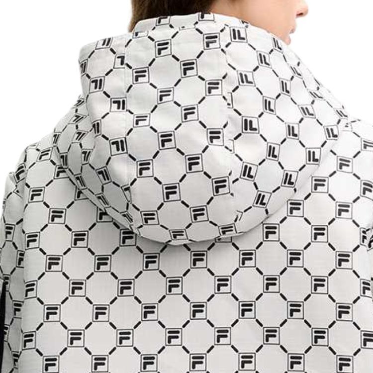 Fila SS25 Куртка с капюшоном теплая с логотипом по всей поверхности Женские куртки Облачно-Грибной-Белый F11W518901F-WT