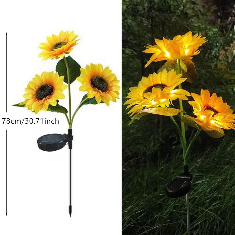 Solar Sunflower/Butterfly Flower Lights Outdoor Garden Landscape Waterproof LED Lawn Lampfor Yard Patio Christmas Party Decor