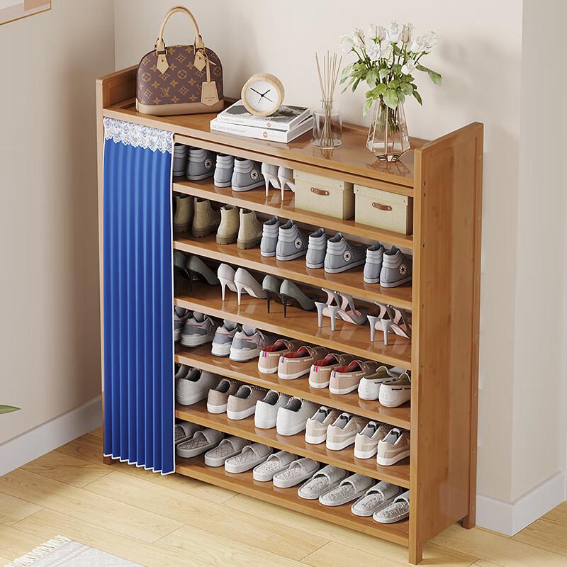 Bamboo Multi-layer Shoe Rack with Dust Cover