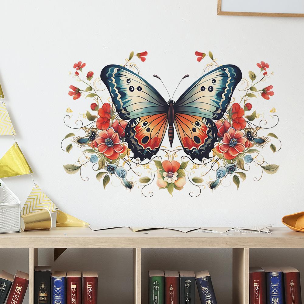 Fun-e34 Нарисованные цветы Бабочка Спальня Гостиная Крыльцо Дом Украшение Стены Наклейки Самоклеящиеся