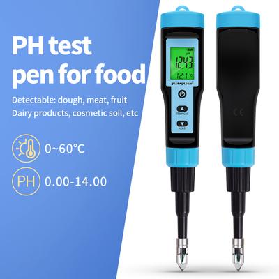 Цифровой pH-метр для пищевых продуктов 0,01 Высокоточный датчик Тестер кислотности температуры 0-14pH Детектор Ручка для еды Фрукты Сыр Мясо Консервирование