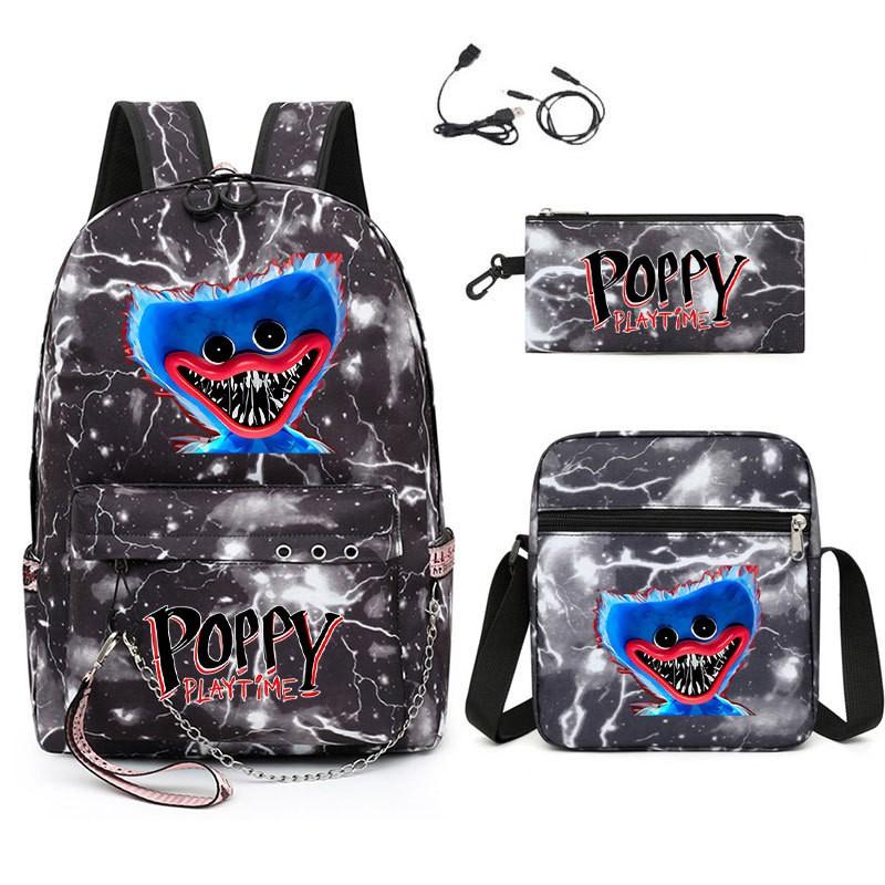 Large Capacity Printed Canvas Backpack Teens School Outdoor Laptop Use Lightweight With Padded Shoulder Straps