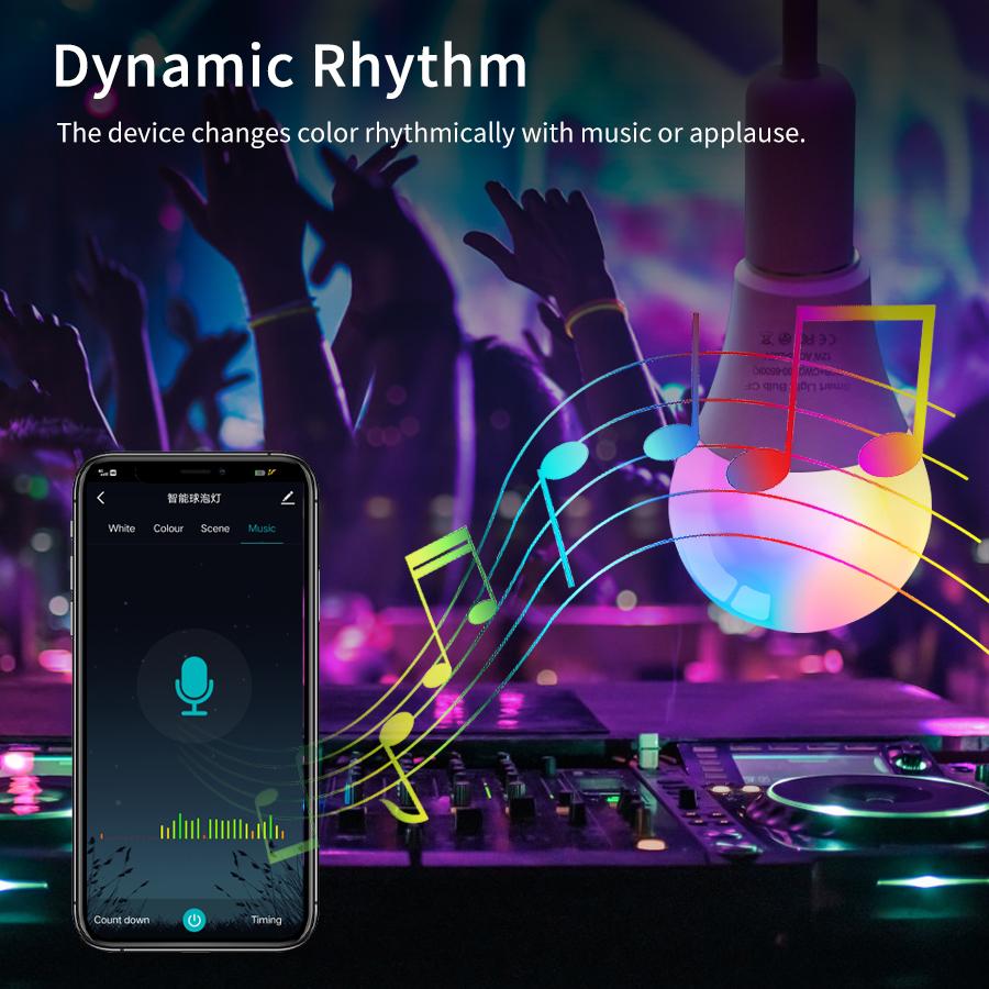 WiFi Smart Led Light Bulb E27 12/15/18W Voice RGB Dimmable Light Ampolleta Parlante Wifi Lamp Work With Google Assistant Alexa