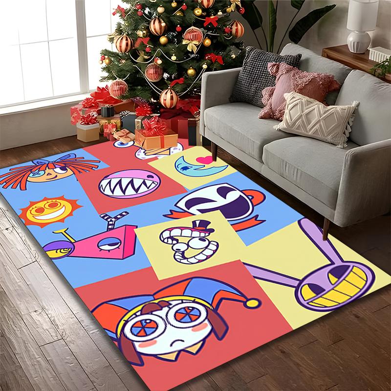 The Amazing Digital Circus Carpet, Non-slip Office Chair Rug, Digital Print Home Area Rug, Unique Festival Decorations