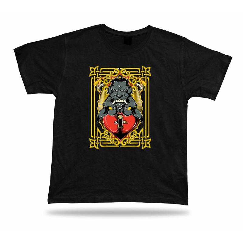 Tshirt Tee Shirt Birthday Gift Idea Protected Heart Lock Oni Mask Demon Emblam