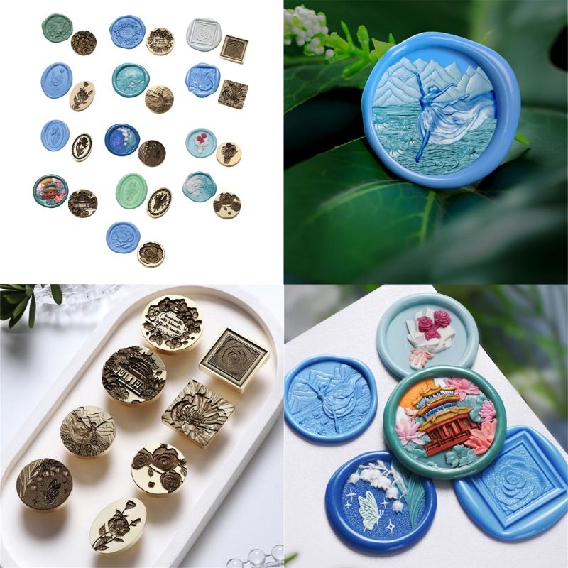 Штамп для восковой печати с цветочным тиснением для свадебного приглашения, конверта, штамп для восковой печати с цветочной текстурой