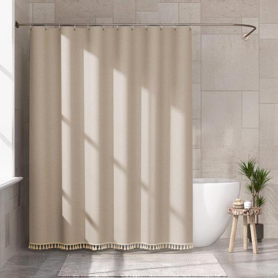 Бохо шторка для душа с кисточками, шторка для душа в стиле фермерского дома с бахромой, занавеска для ванной с люверсами и крючками для дома, автодома, декора ванной комнаты