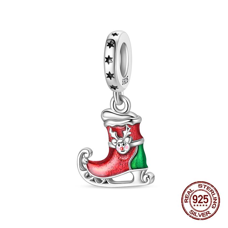 Зимние Шармы Медь Лось Медведь Санта Клаус Шармы Бусины Подходят для Оригинальных Браслетов Для Женщин Сделай Сам Праздничные Ювелирные Изделия Подарки