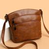 Women's Soft Leather Bag Large Capacity Multi-Layer Bucket Bag Vintage Shoulder Crossbody Bag