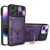 For iPhone 15 Pro Slide Camera Lid PC+TPU Back Cover Rotation Kickstand Phone Case