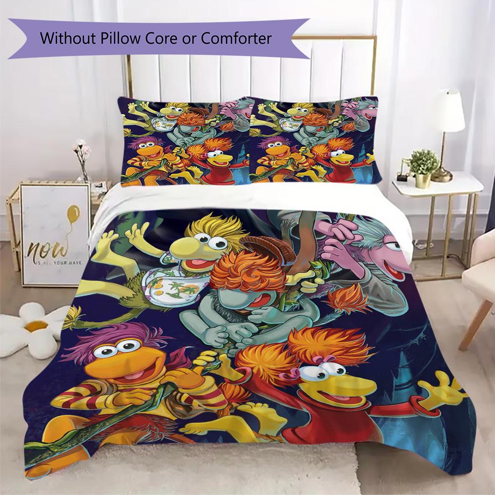 Fraggle Rock Adventure Pattern Bedding,Quilt Set Quilt Cover Pillowcase Home Birthday Gift (1*duvet cover+2*pillowcase,without core)XSJT0917304