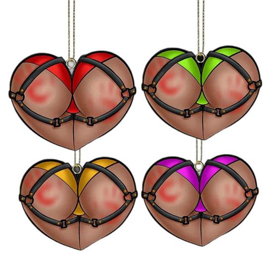 Игривая акриловая рождественская елочная игрушка-подвеска «Непослушное сердце» Праздничное подвесное украшение Забавный праздничный подарок для друзей и семьи