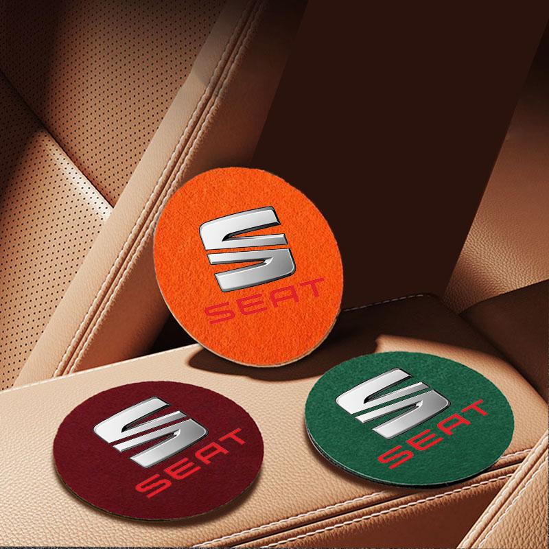 hdzsn4 Car Felt Coaster Thermal Insulation Pad Water Cup Pad For Seat Leon Ibiza Alhambra Exeo Altea Arona Mii IBL Car Accessories