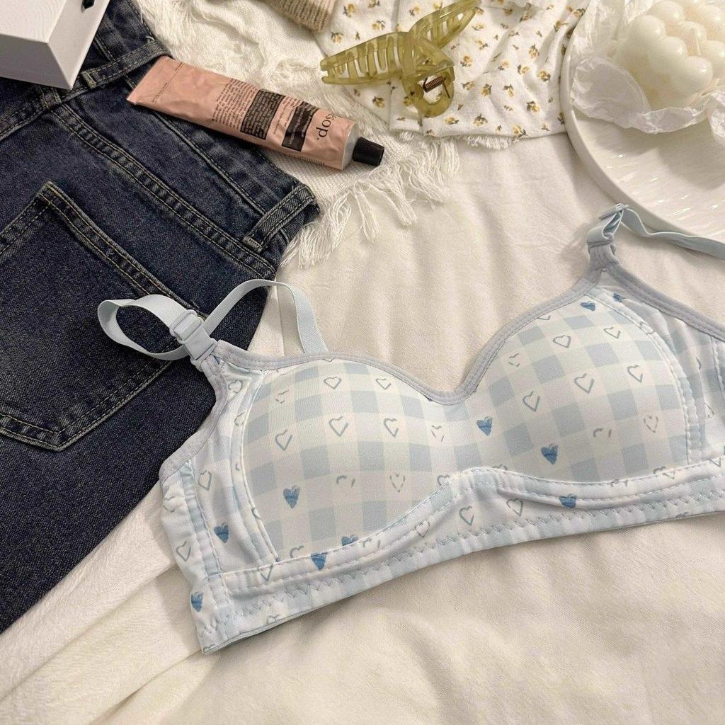 Женские бюстгальтеры Push Up в клетку, пэчворк, однотонные, простые, симпатичные, модное нижнее белье для женщин, беспроводные, дышащие бюстгальтеры