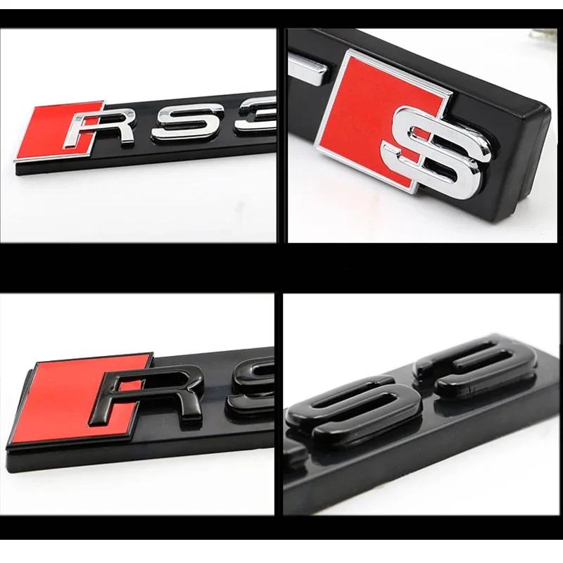 ABS Car Styling Front Grille Emblem Badge for S SQ3 SQ5 SQ7 SQ8 RSQ3 RSQ5 RSQ7 TTS TTRS Black Logo Auto Retrofit Accessories