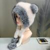 Large Head Circumference 63cm Winter Ear Flap Hat Women Bear Ear Hat  Winter Season