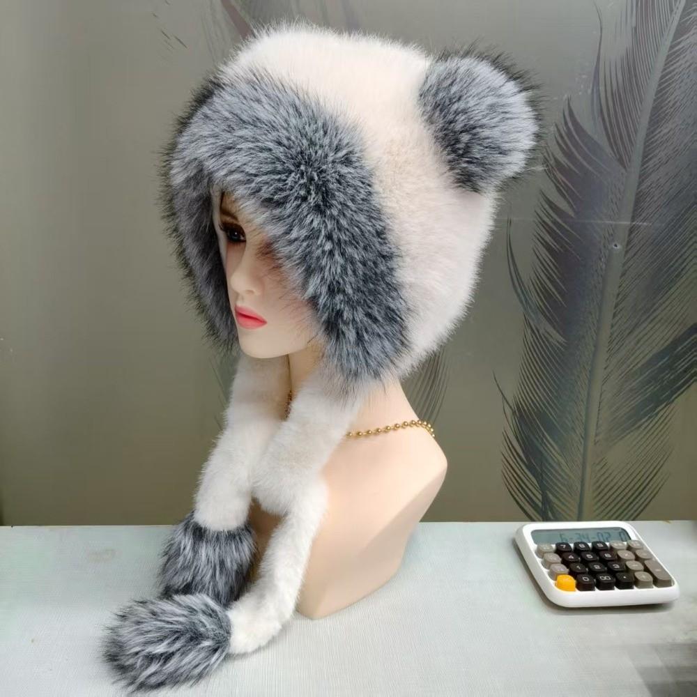 Large Head Circumference 63cm Winter Ear Flap Hat Women Bear Ear Hat  Winter Season
