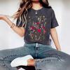 Floral Print Round Neck Short Sleeve Women's Summer T-Shirt