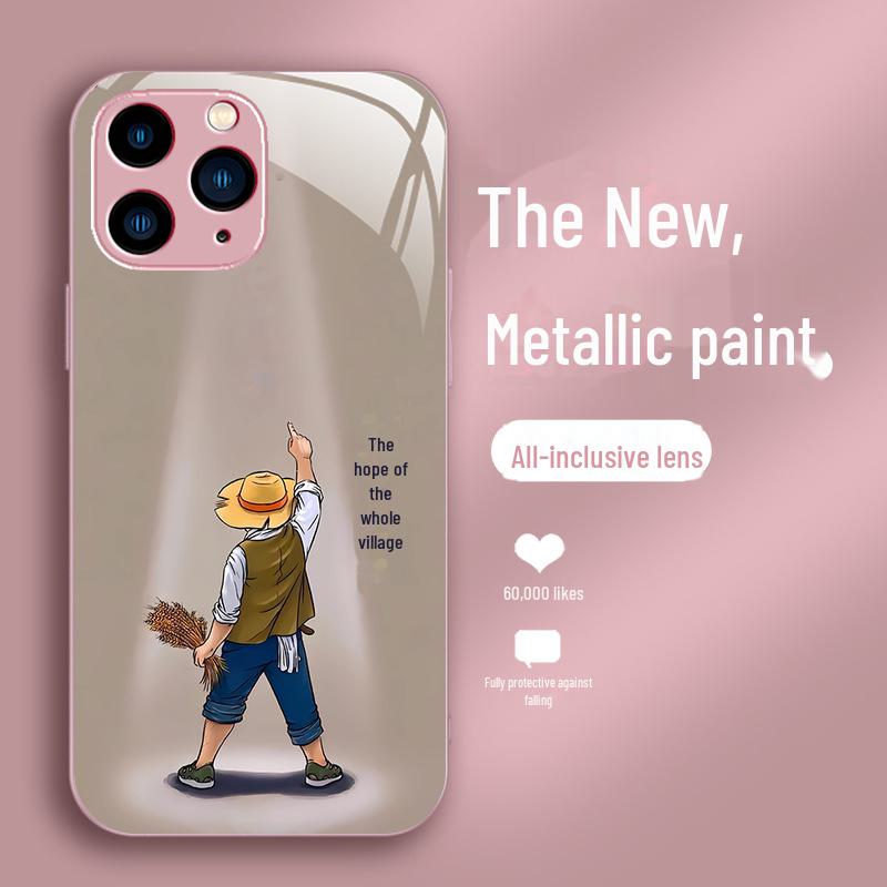 Металлический стеклянный чехол для телефона Apple 7, Village People, Hope 13, Boys 12MINI, Blue 14PRO и 15MAX.