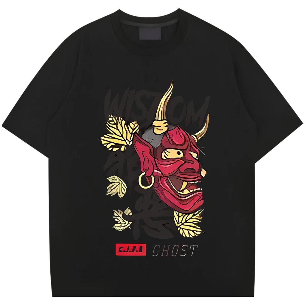 Маска с коротким рукавом Свободная одежда Американский ретро Для мужской футболки С принтом рэпера Футболка Уличный стиль Футболка Удобная Эластичная футболка