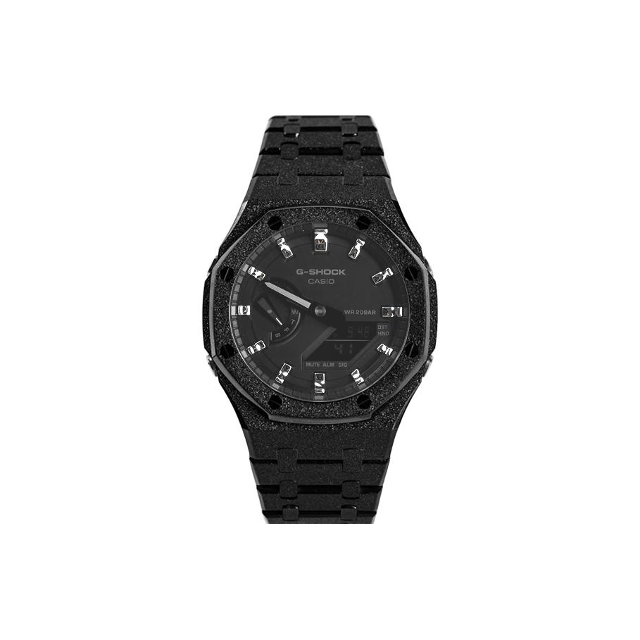 Casio Унисекс Жидкокристаллический, Аналогово-цифровой Двойной дисплей Серия Черные часы GA-2100-1A1(Watch8--)