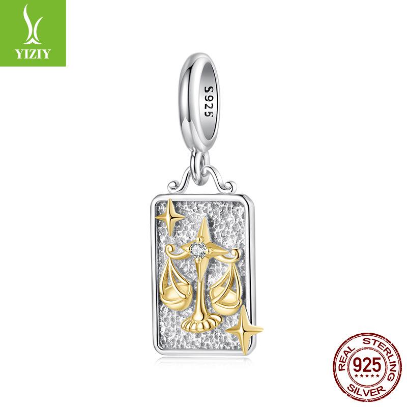S925 Стерлинговое Серебро Подвеска Двенадцать Созвездий Ювелирные Аксессуары Персонализированные Универсальные DIY Бусины