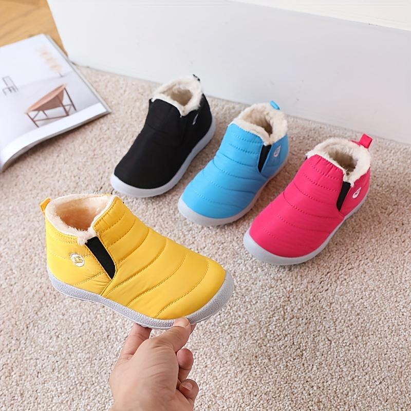 New Winter Warm Snow Boots for Boys & Girls - Thick Insulated Slip-On Round Toe with Fleece Lining, Soft Fabric Upper & Rubber Sole, Winter Boots