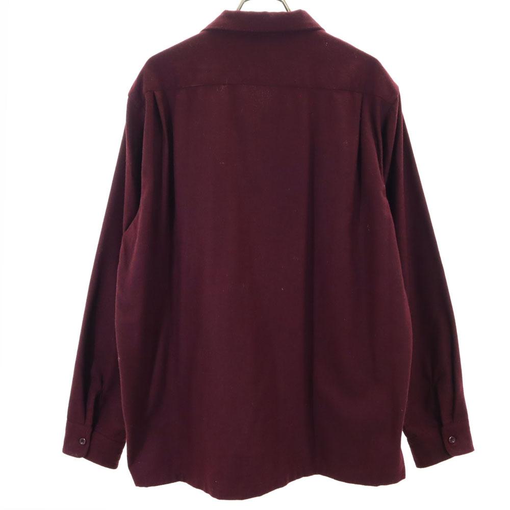 Vintage 50-е 60-е Отложной воротник Длинный рукав Рубашка с отложным воротником Бордовый Мужской Б/у