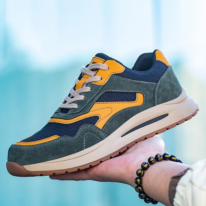 Oulylan Men'S Construction Safety Shoes Steel Toe Anti-Smash Anti-Puncture Breathable Summer Lightweight Work Boots