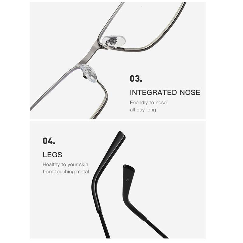 Business Square Metal Large Frame Reading Glasses for Men Elderly Presbyopia Eyeglasses Anti Blue Light Eye Protection Eyewear