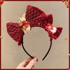Pony Red Velvet Bow Hairband Cartoon Plush Hair Hoop Sweet New Year Headband  Photo Prop