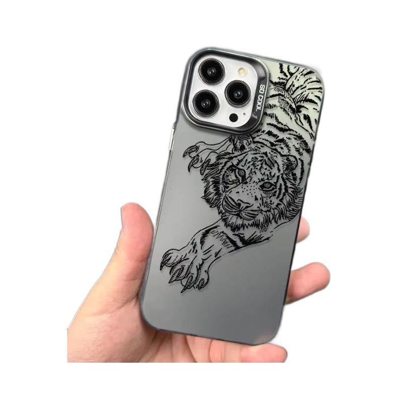 Чехол для iPhone 16 Pro с тигром 15/14/13 Лазерный 12 Apple 11 Xs Max/plus