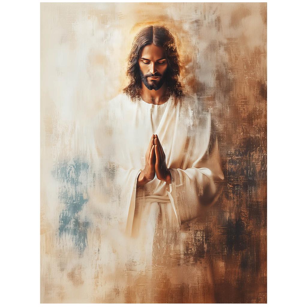 Jesus In Prayer Jesus In Prayer, 40X50 Cm, Gold Aluminum Frame, 230 Gsm Matte Paper