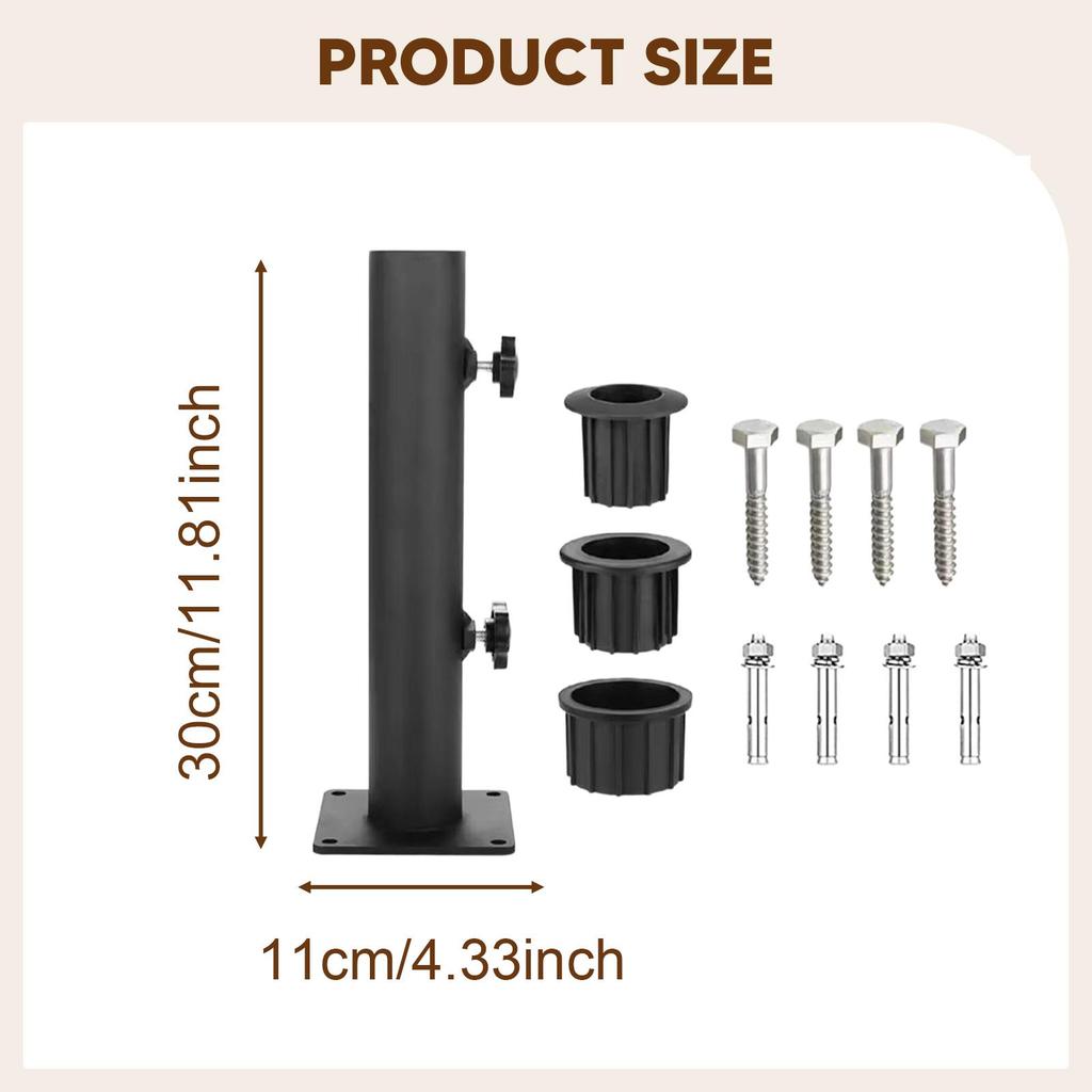 Patio Umbrella Stand Heavy Duty Metal Adjustable Flag Pole Holder Umbrella Tube Mount for Backyard Garden Patio Pool Deck