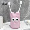 Resin Makeup Brush Holder Cartoon Toothbrush with 2 Holes, Durable Stand, Organizer for Countertop Stable Base Cute Bathroom Sink Space Saving Rack