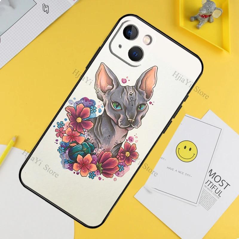 Применимый чехол для телефона Apple iPhone Чехол с татуировкой Сфинкс Кот Мягкий чехол Защитный чехол iPhone 16