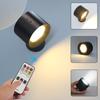 3 Colors Magnetic LED Wall Light Rechargeable Reading Lights 360° Rotation Touch Remote Control Cabinet Spotlight Night Lamp