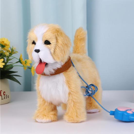 Yousheng Electric Plush Dog Toy with Leash Licking Tongue Walking Puppy Plushie with Touch Sensing Lifelike Sounds Toddlers Interactive Simulation